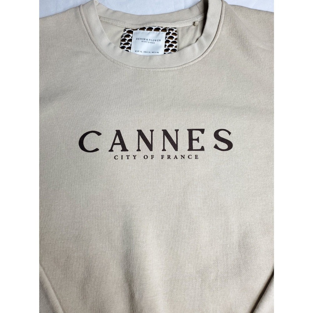 Cozy Men's Denim & Flower Ricky Singh Cannes France‎ Graphic Sweatshirt XL - Picture 2 of 4